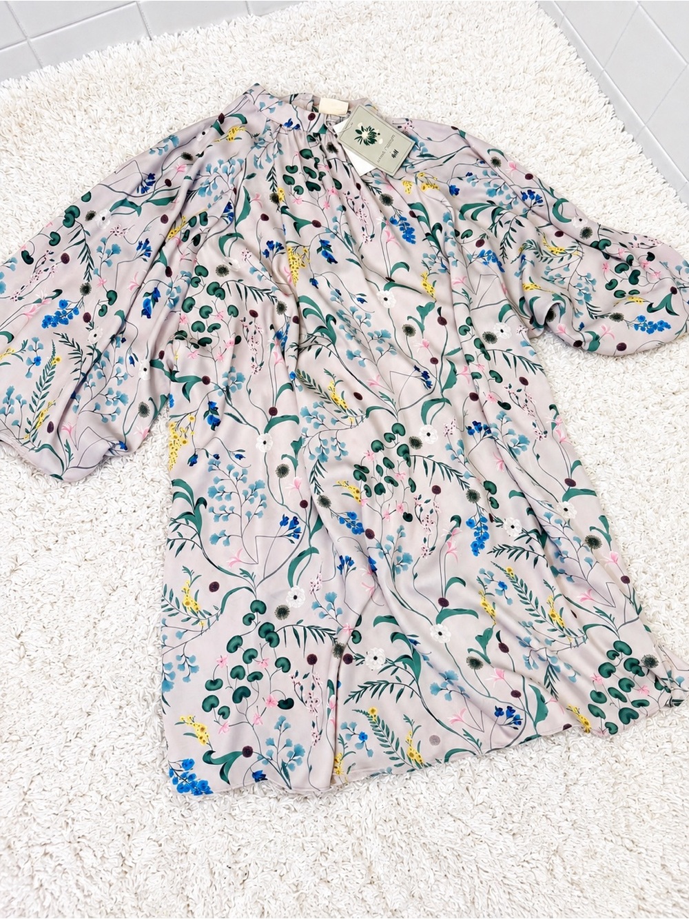 NWT Anna Glover x H&M Floral Draped Blouse Blush Pink 60s 70s Style M
